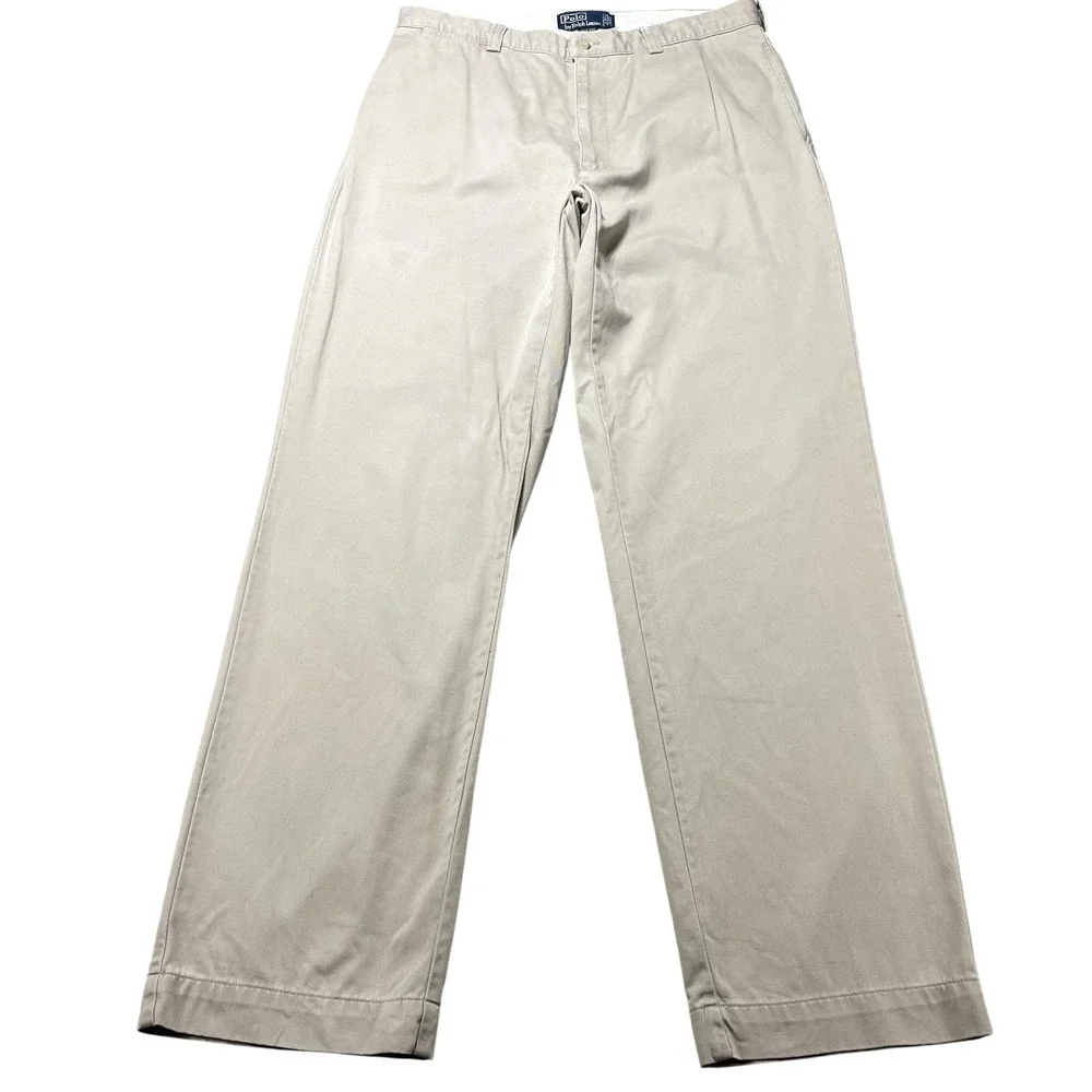 Vintage Polo Ralph Lauren Philip Pant Mens 36x34 Khaki Chino Cotton Straight Leg